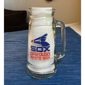 Vintage Chicago White Sox Fisher Peanuts Glass Beer Stein Mug 7" Baseball 3B